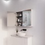 Matte White Fluted Mirror Cabinet 900